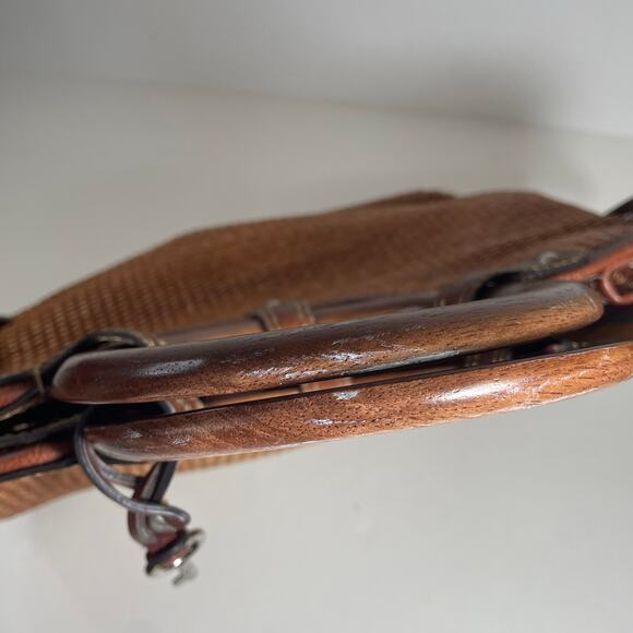 Vintage Fossil Brown Straw Basket Weave Handbag Purse - Picture 12 of 13